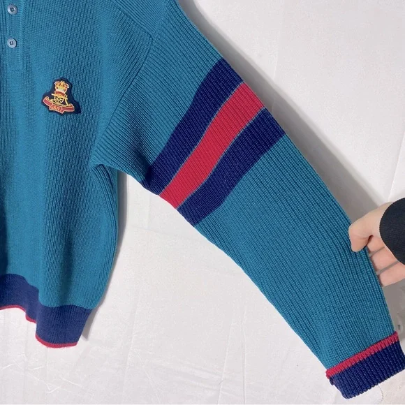 Vintage Gant The Rugger Blue Red Wool Knit Sweater S - Picture 9 of 14